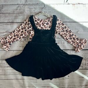 Marie Nicole Leopard Print Top with Black Velvet Dress